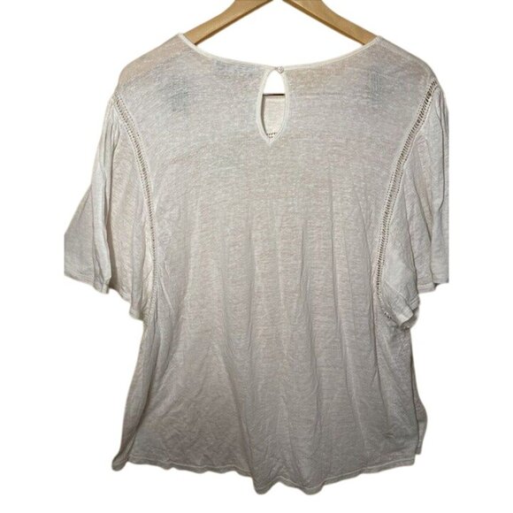 Loft White Boho Style‎ Short Sleeve Blouse With Crochet Detailing Womens XL NWT - Picture 6 of 10
